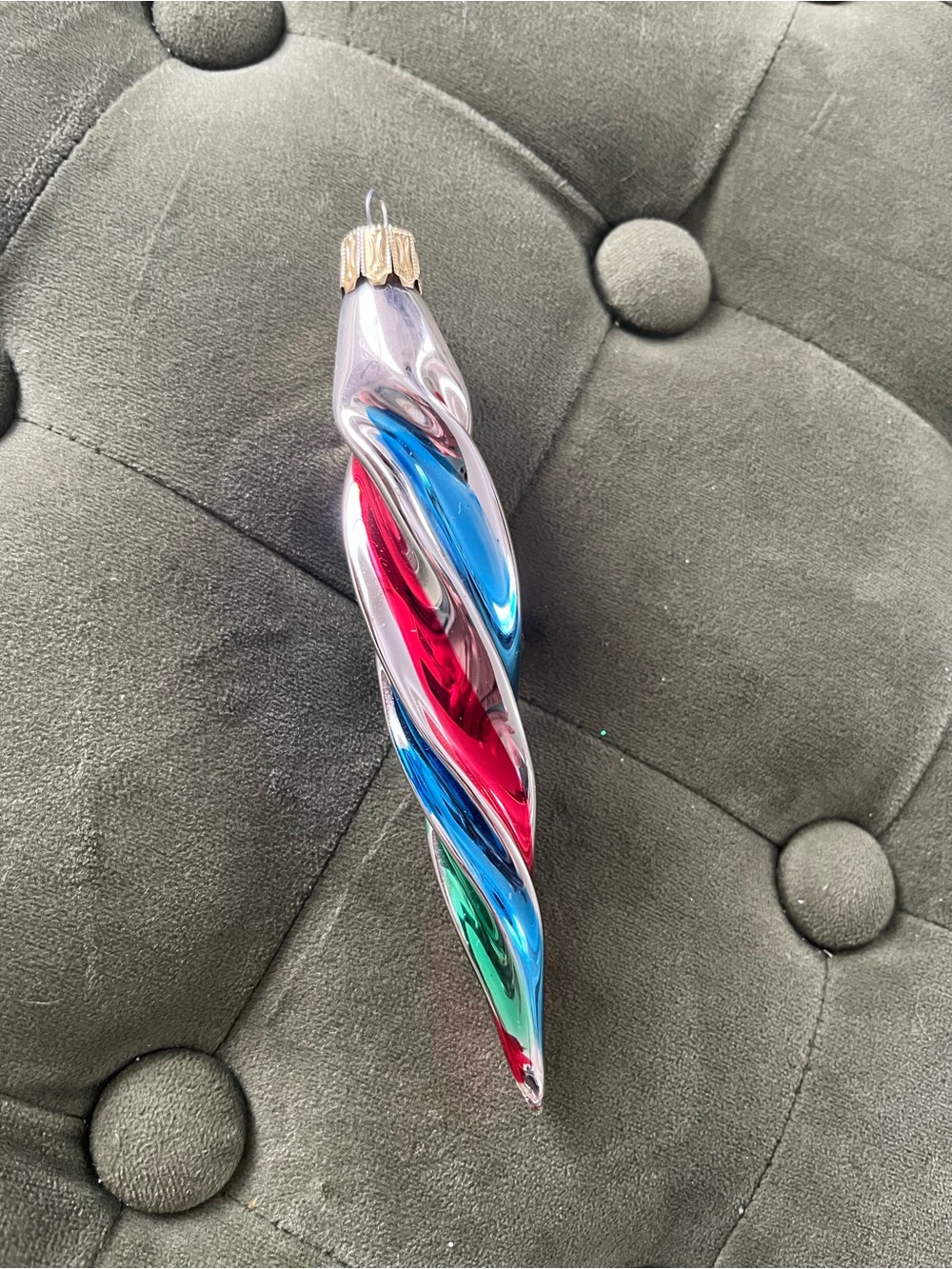 Multicolor Twisted Glass Holiday Ornament - Home Art